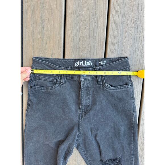 Girlish High Waisted Distressed Black Jeans - Picture 7 of 9